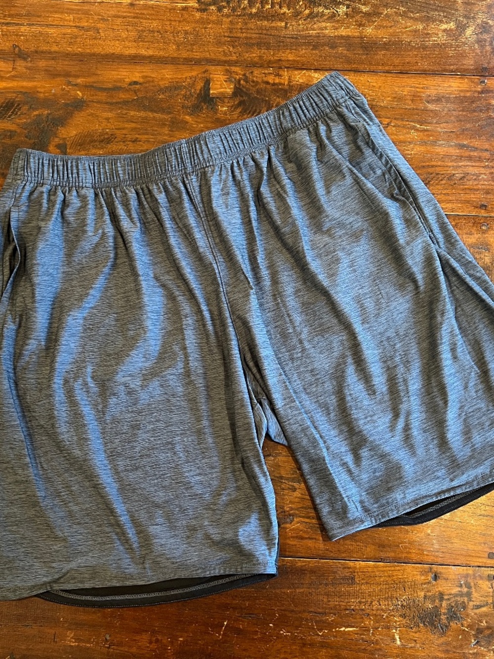 Men's Athletic Works Gray/Black Gym Sport Athletic Shorts XL